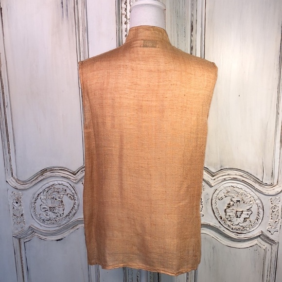 Madre Terra 100% Silk Made in India Burnt Sienna Sleeveless Mandarin Collar Top - Picture 7 of 11